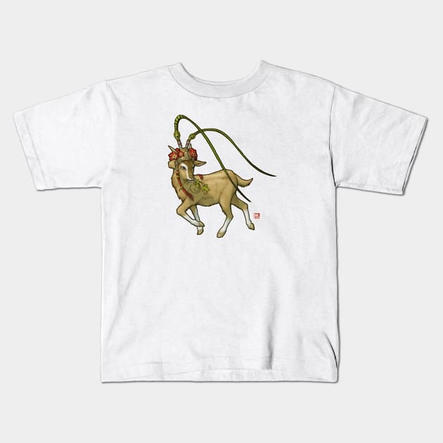 New Year Goat, Tan Kids T-Shirt by paintedmonk